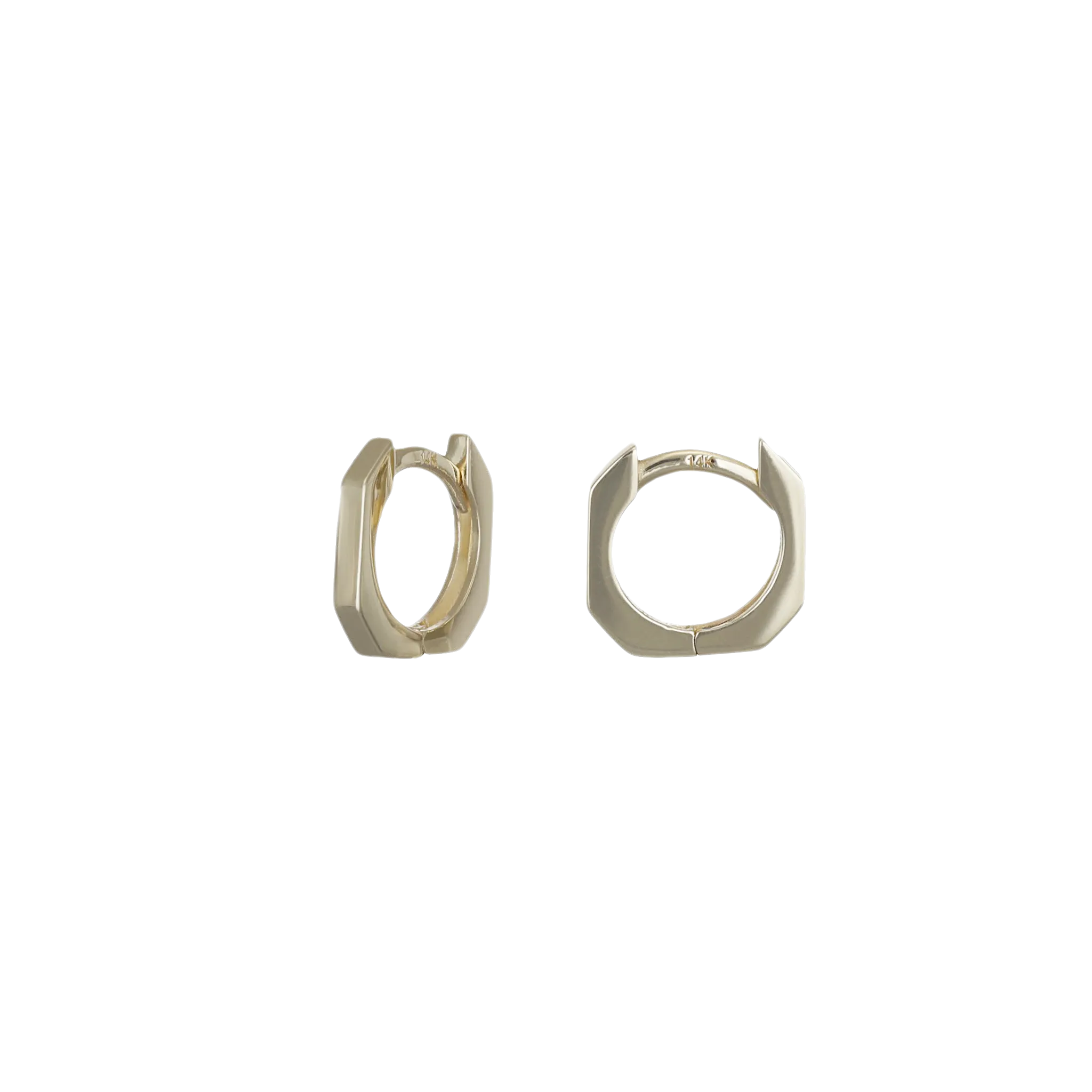 14k Gold Geometric Edge Hoop Earring