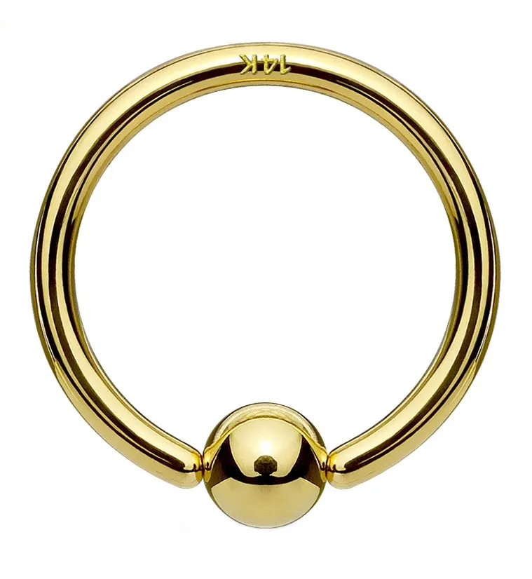 14kt Gold Fixed Ball Captive Bead Ring