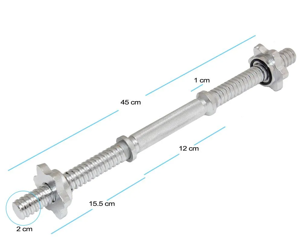 2 X 18" Dumbbell Bars Chrome Handle with Spinlock Collars