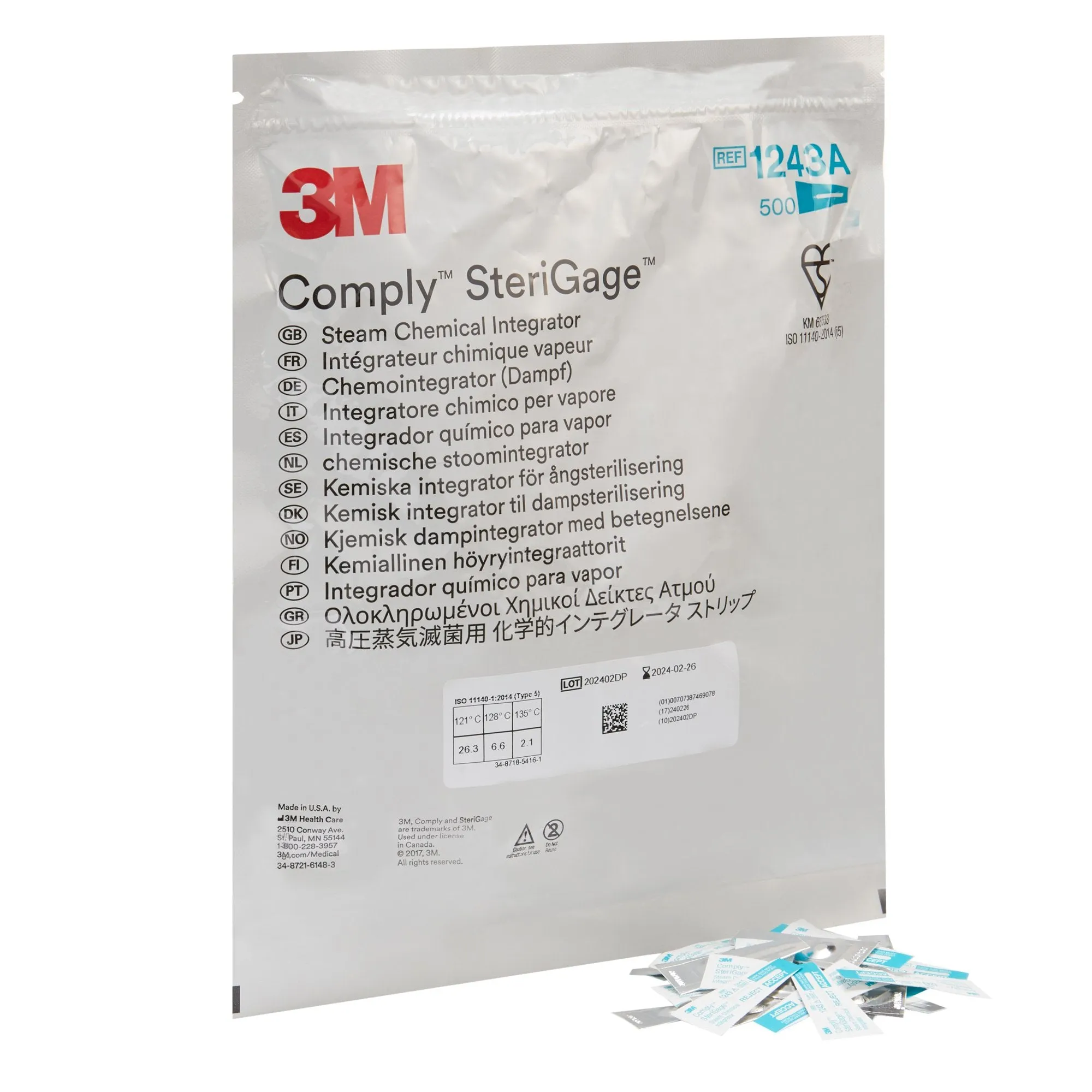 3M™ Comply™ SteriGage Chemical Integrator, Steam, 1 Bag