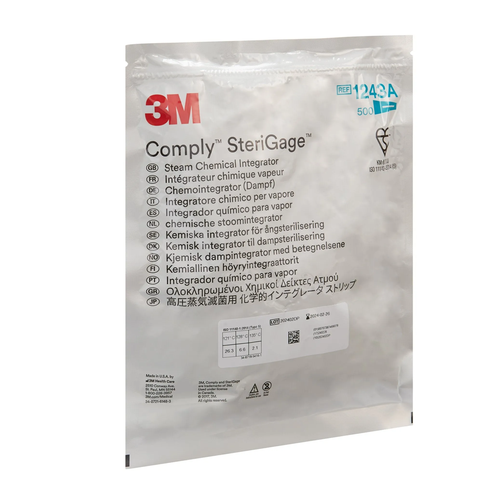 3M™ Comply™ SteriGage Chemical Integrator, Steam, 1 Bag