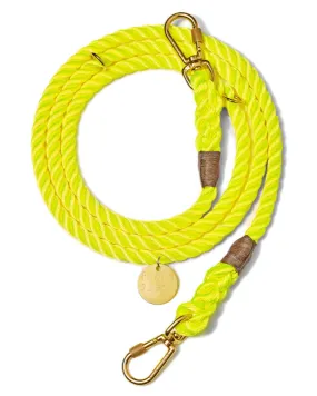 Adjustable Rope Dog Lead in Neon Yellow (Made in the USA)