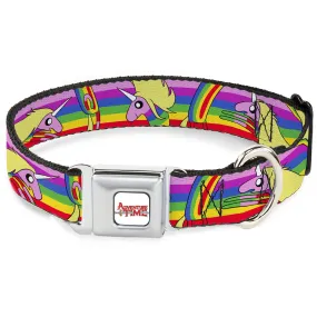 ADVENTURE TIME Title Logo Full Color White Seatbelt Buckle Collar - Adventure Time Lady Raincorn Poses Stripe Rainbow