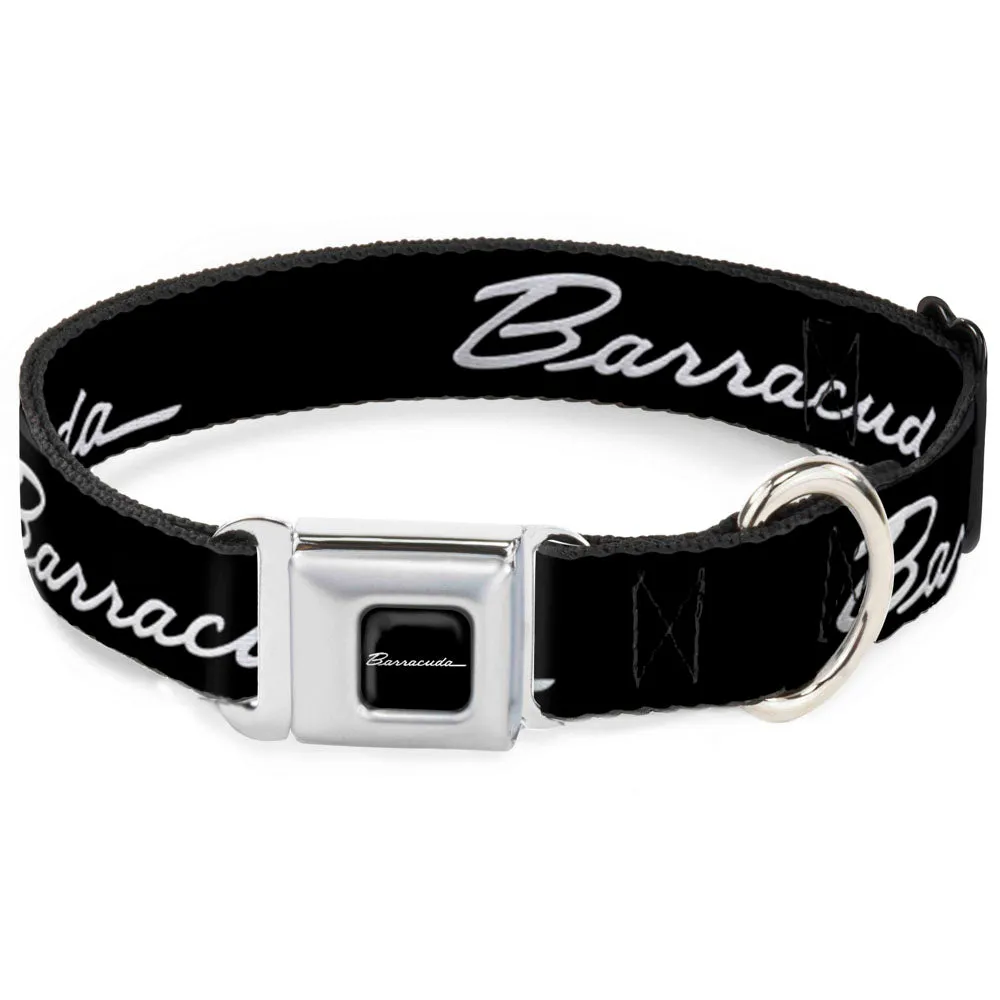 BARRACUDA Script Logo Full Color Black/White Seatbelt Buckle Collar - BARRACUDA Script Logo Black/Silver