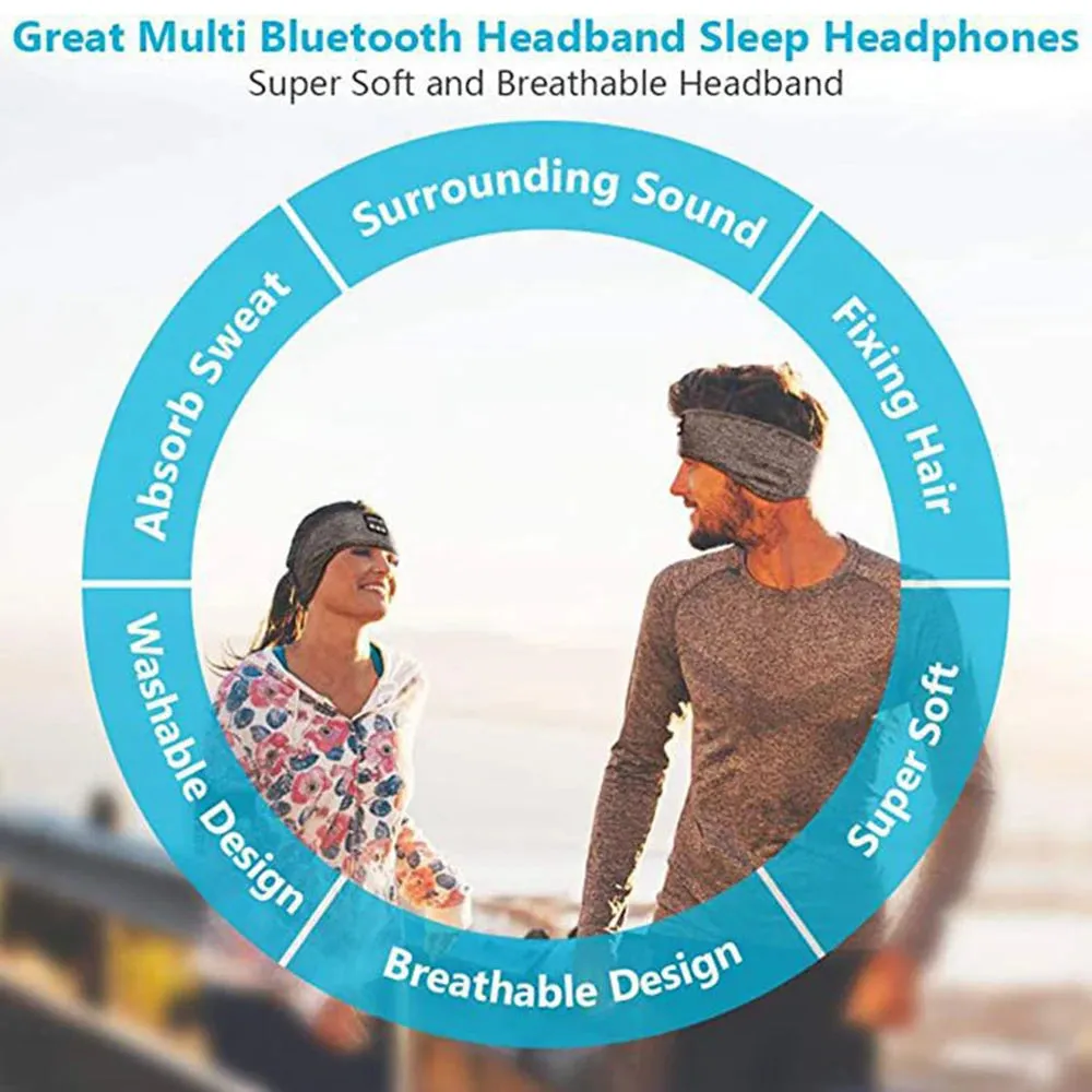 Bluetooth-Compatible Sports Earphones & Sleeping Headband
[Elastic Wireless Headphones with Music Functionality
Comfortable Eye Mask & Wireless Headset in One]