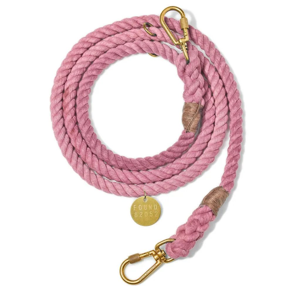 Blush Cotton Rope Dog Leash, Adjustable