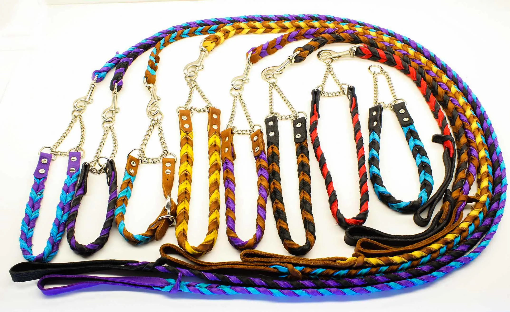 Braided Leather Adjustable Martingale Collars