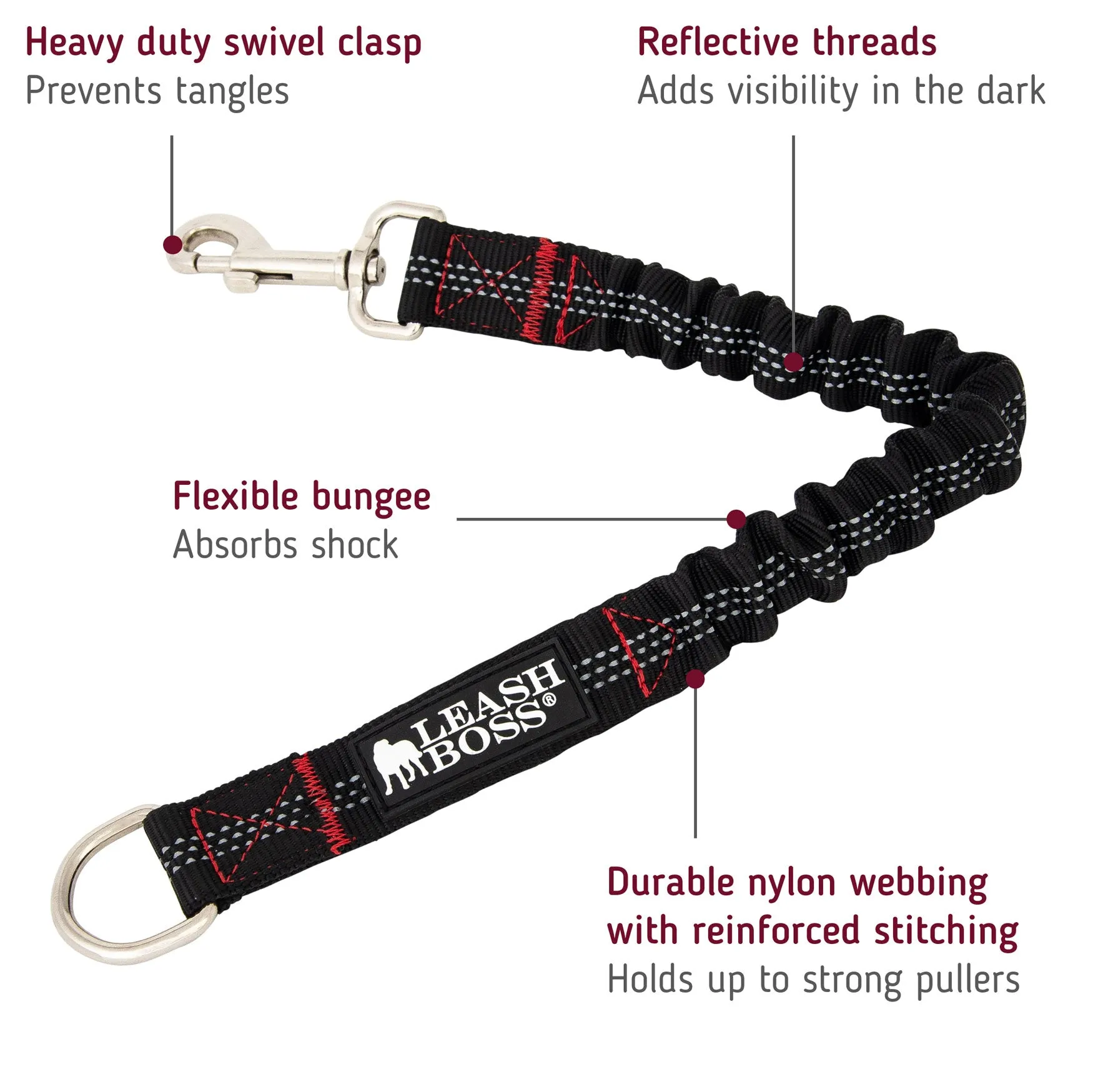 Bungee Leash Extension for Absorbing Shock - 18 Inches