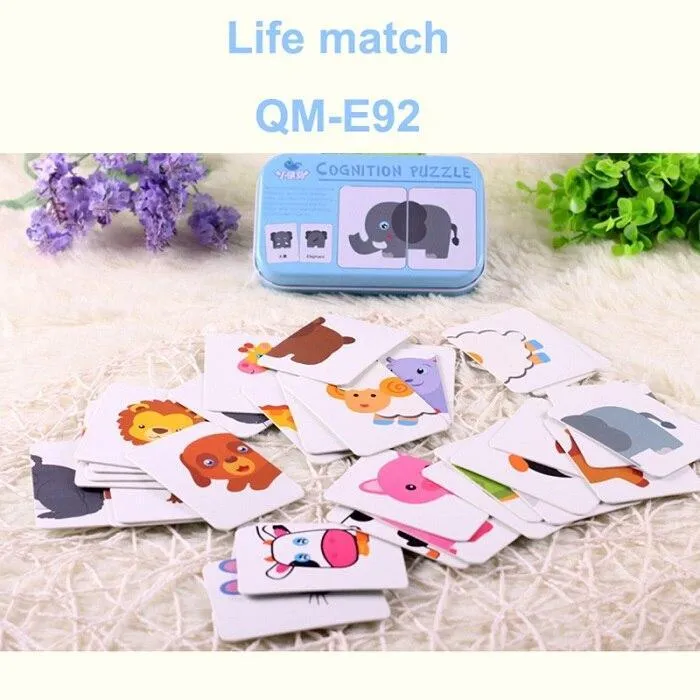 Children Early Educational Head Start Training Puzzle Cognitive Card Vehicl/Fruit/Animal/Life Set Pair Baby Learning Toy