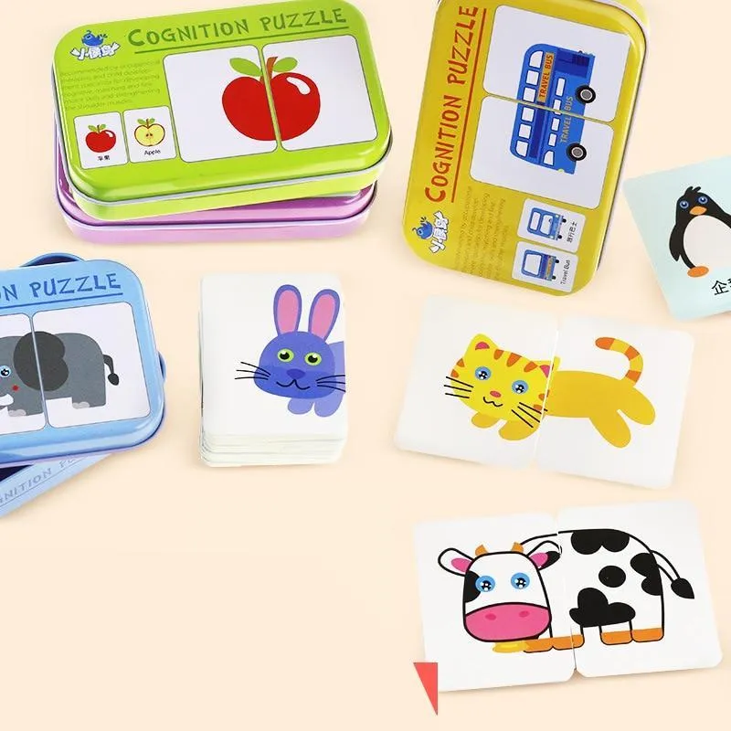 Children Early Educational Head Start Training Puzzle Cognitive Card Vehicl/Fruit/Animal/Life Set Pair Baby Learning Toy