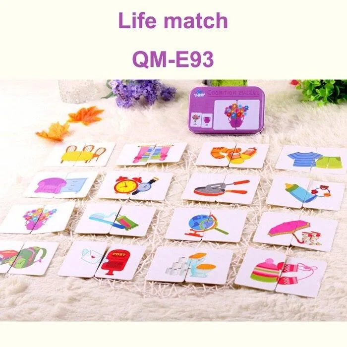 Children Early Educational Head Start Training Puzzle Cognitive Card Vehicl/Fruit/Animal/Life Set Pair Baby Learning Toy