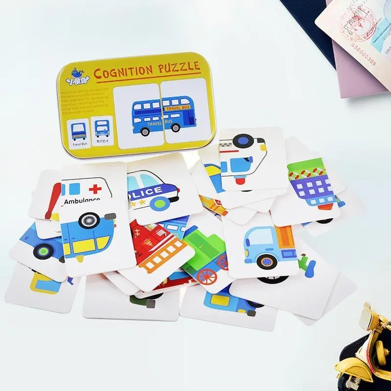 Children Early Educational Head Start Training Puzzle Cognitive Card Vehicl/Fruit/Animal/Life Set Pair Baby Learning Toy