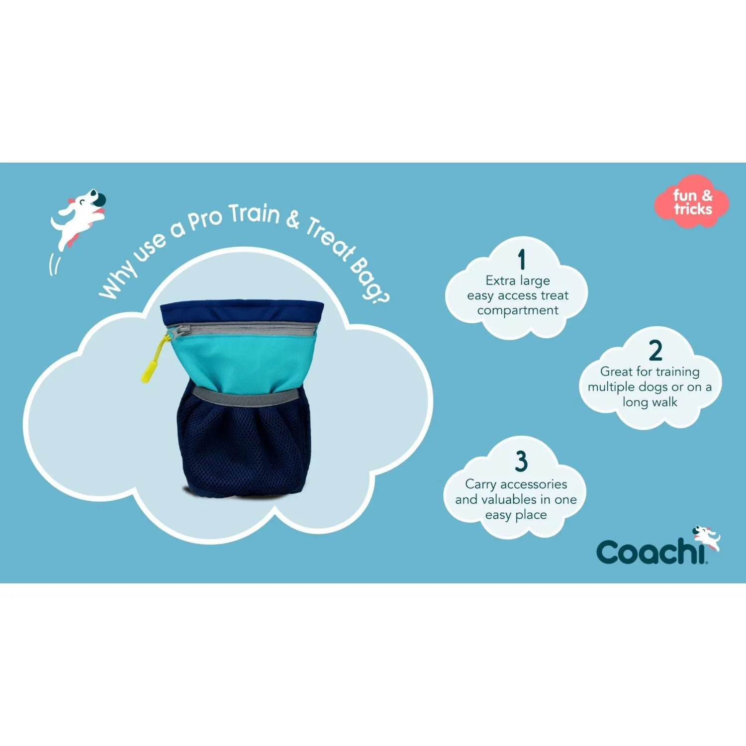 Coachi Pro Training Treat Bag & Dog Treat Bag - Navy/Blue