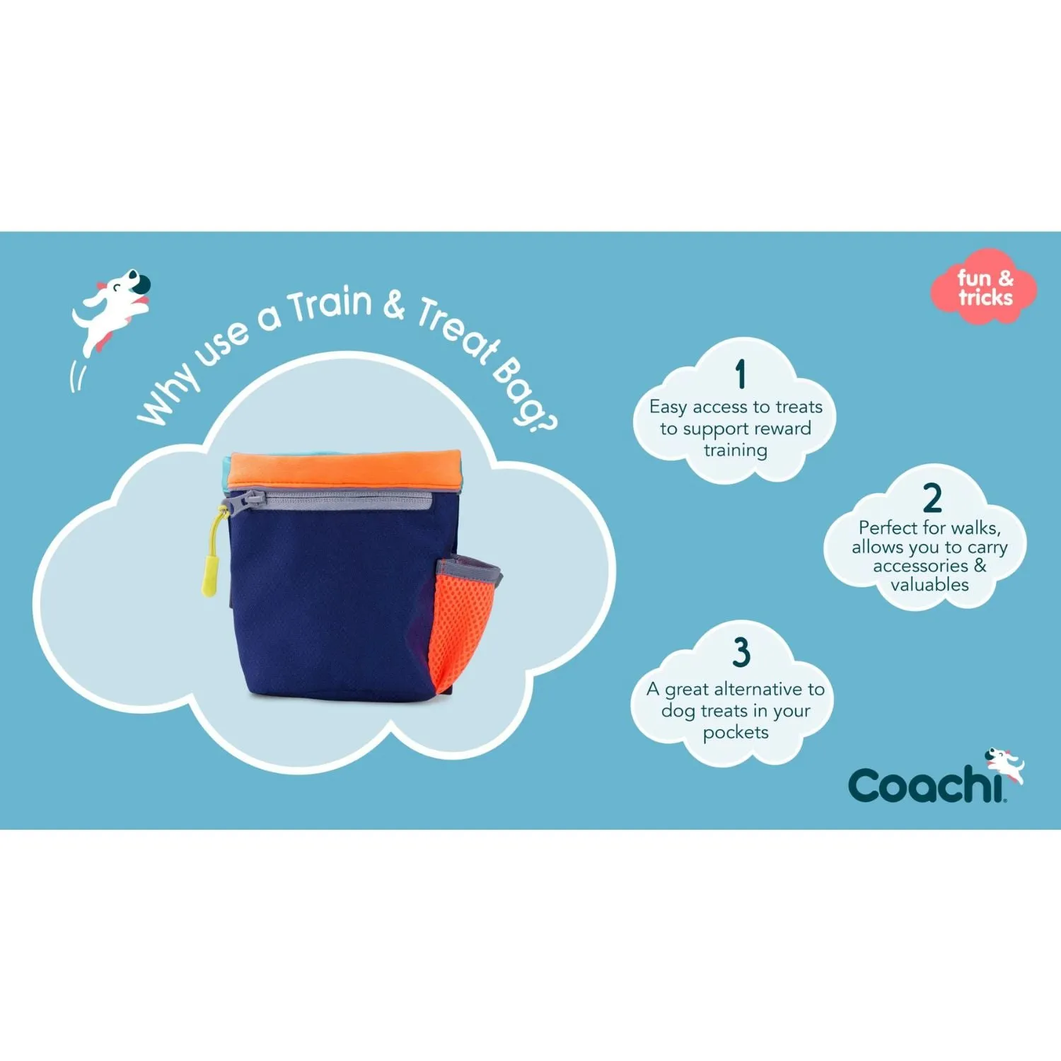 Coachi Pro Training Treat Bag & Dog Treat Bag - Navy/Coral