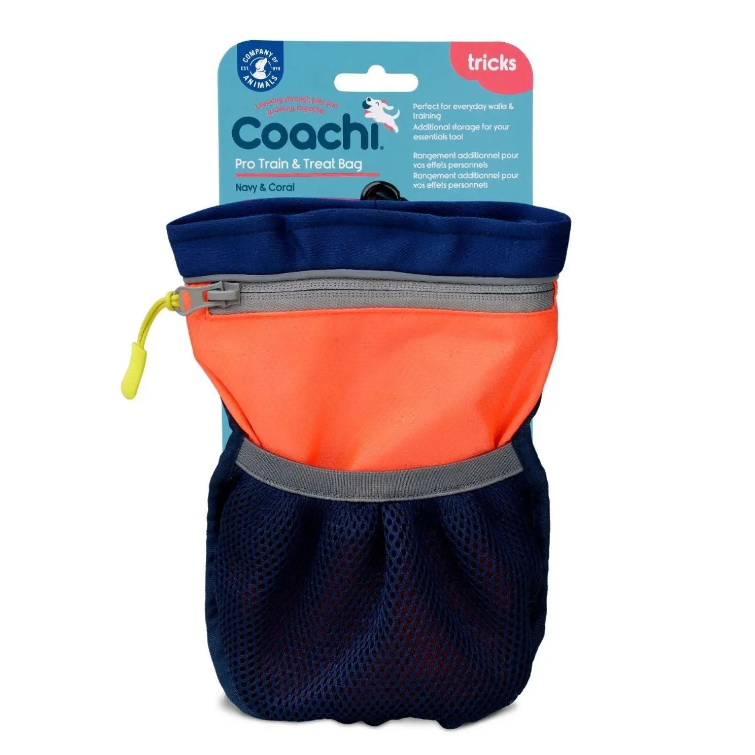 Coachi Pro Training Treat Bag & Dog Treat Bag - Navy/Coral