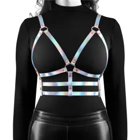 Cosmo Bewitch Holographic Rainbow Strappy Chest Harness