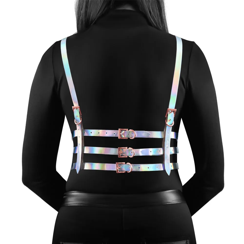 Cosmo Bewitch Holographic Rainbow Strappy Chest Harness