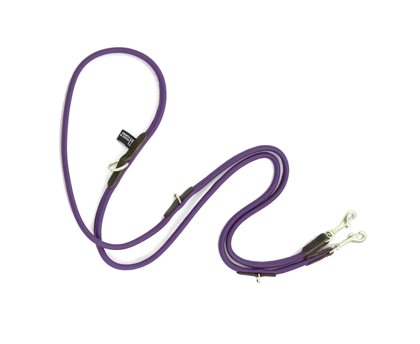 Dogs & Horses Multi-Purpose Luxury Leather Dog Training Lead Purple