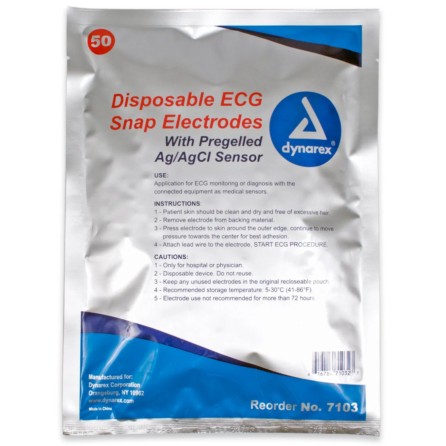 Dynarex - ECG Snap Electrode, 50mm x 55mm - Adult