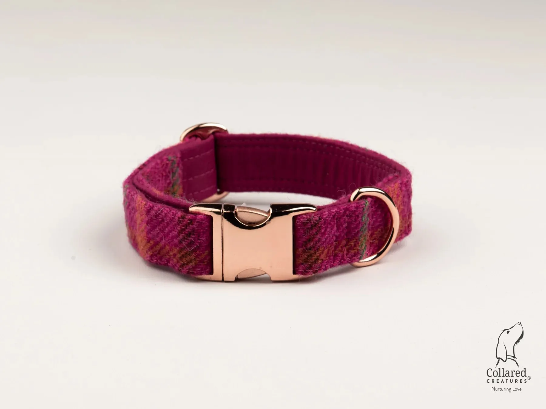 Harris Tweed Cerise Check Clasp Collar