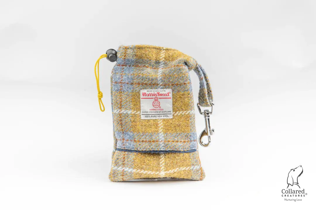 Harris Tweed Luxury Dog Collar Mustard and Blue Check