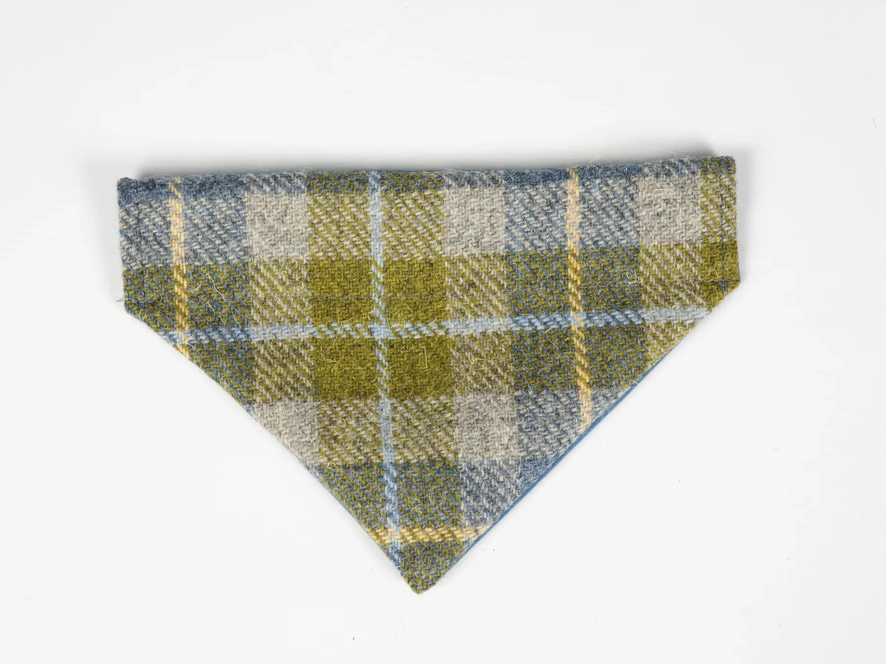 Harris Tweed Luxury Dog Collar Mustard and Blue Check