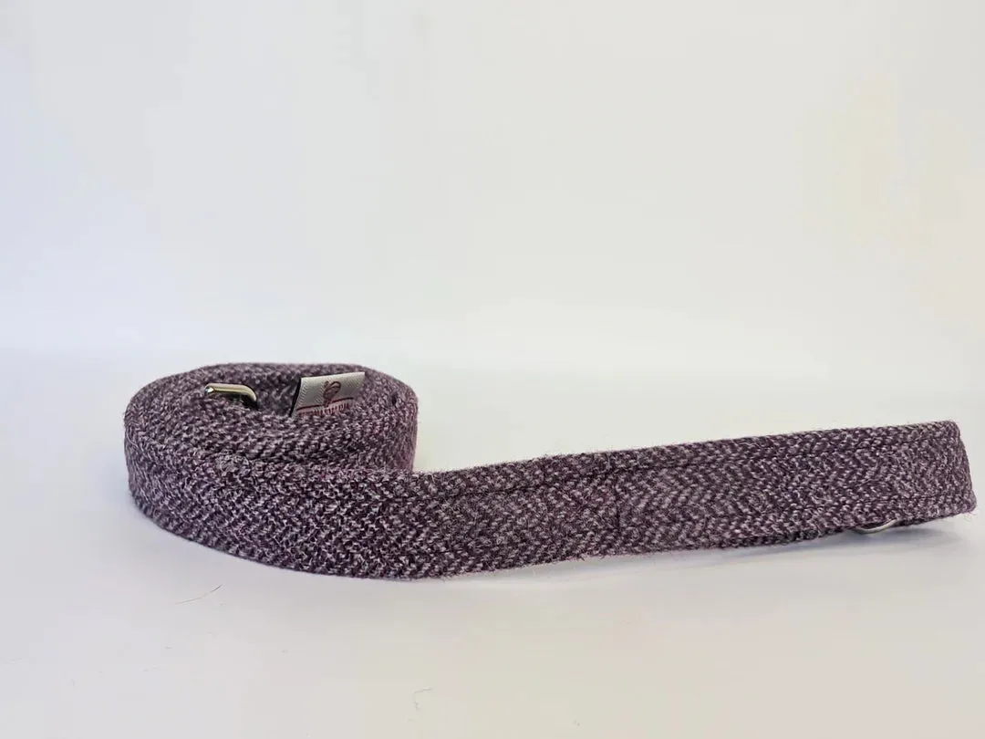 Harris Tweed Magenta & Grey Herringbone Luxury Dog Collar