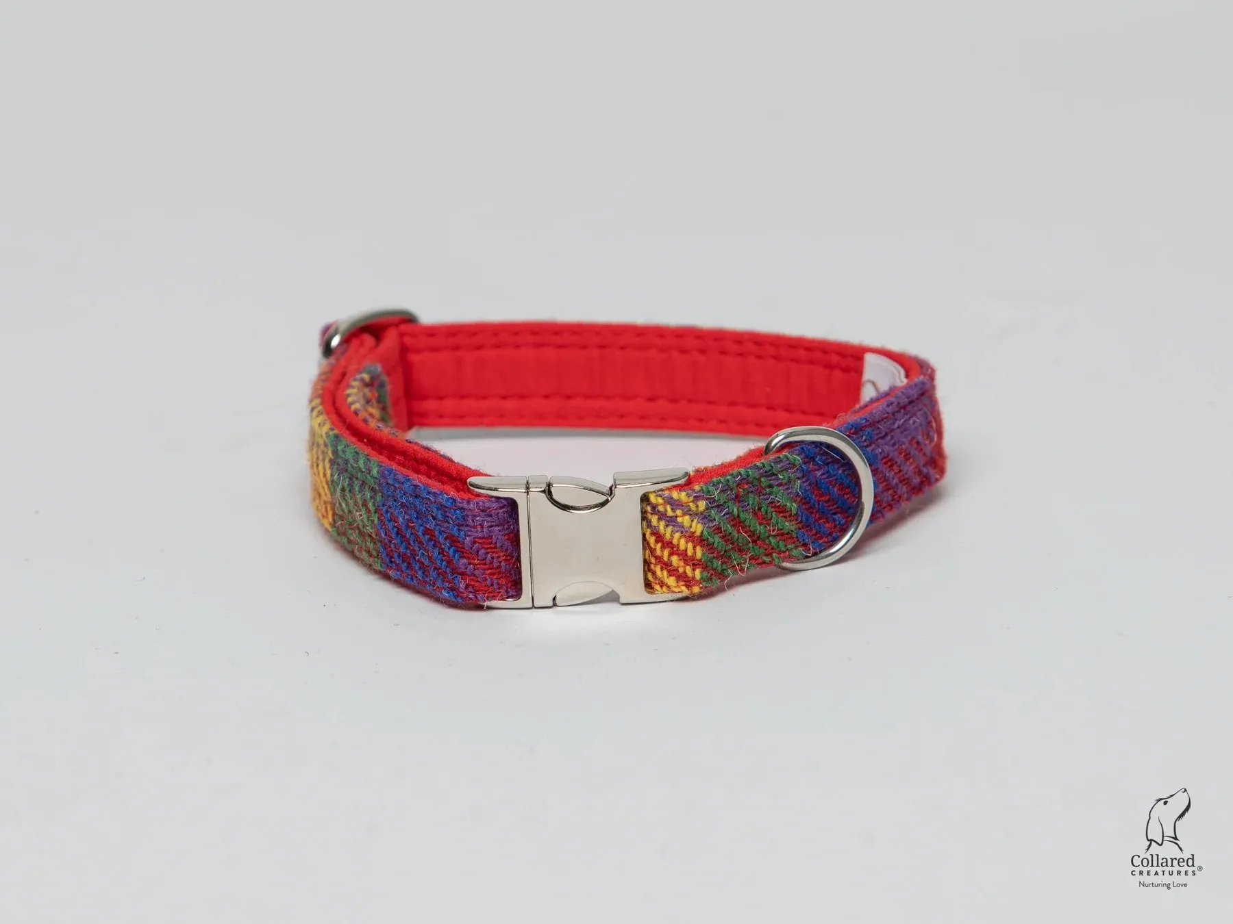 Harris Tweed Rainbow Check Dog Collar