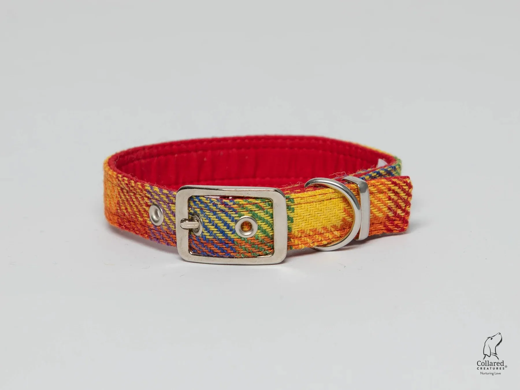 Harris Tweed Rainbow Check Dog Collar