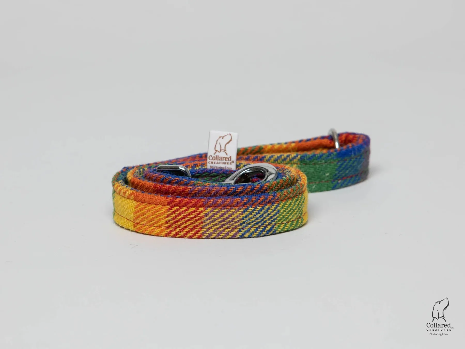 Harris Tweed Rainbow Check Dog Collar