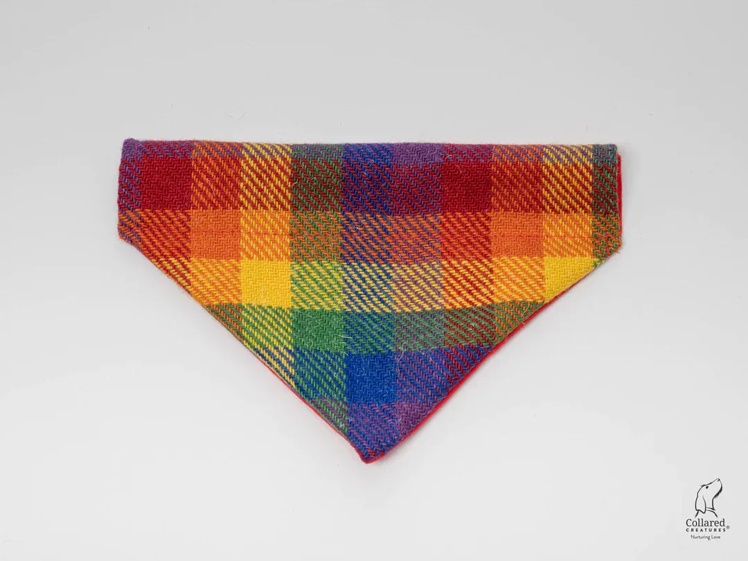 Harris Tweed Rainbow Check Dog Collar