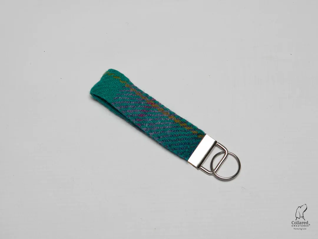 Harris Tweed Teal and Lilac Check Clasp Dog Collar