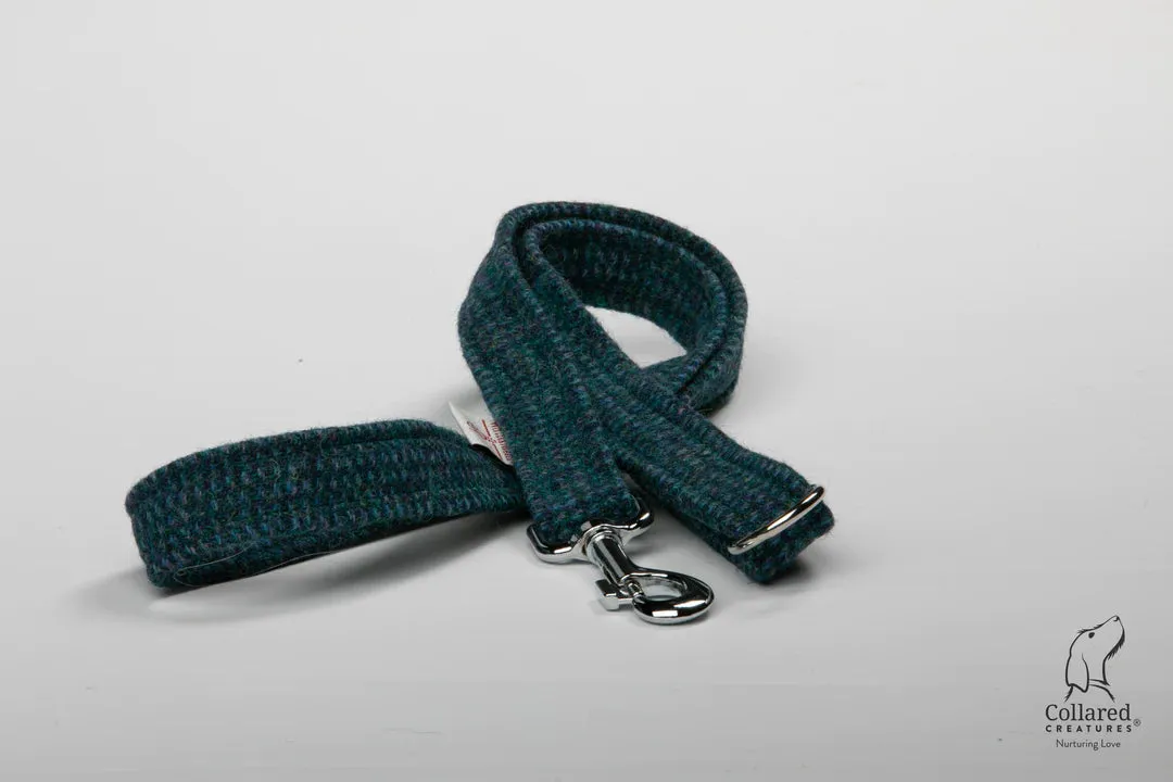 Harris Tweed Teal with a Touch of Blue Dog Collar