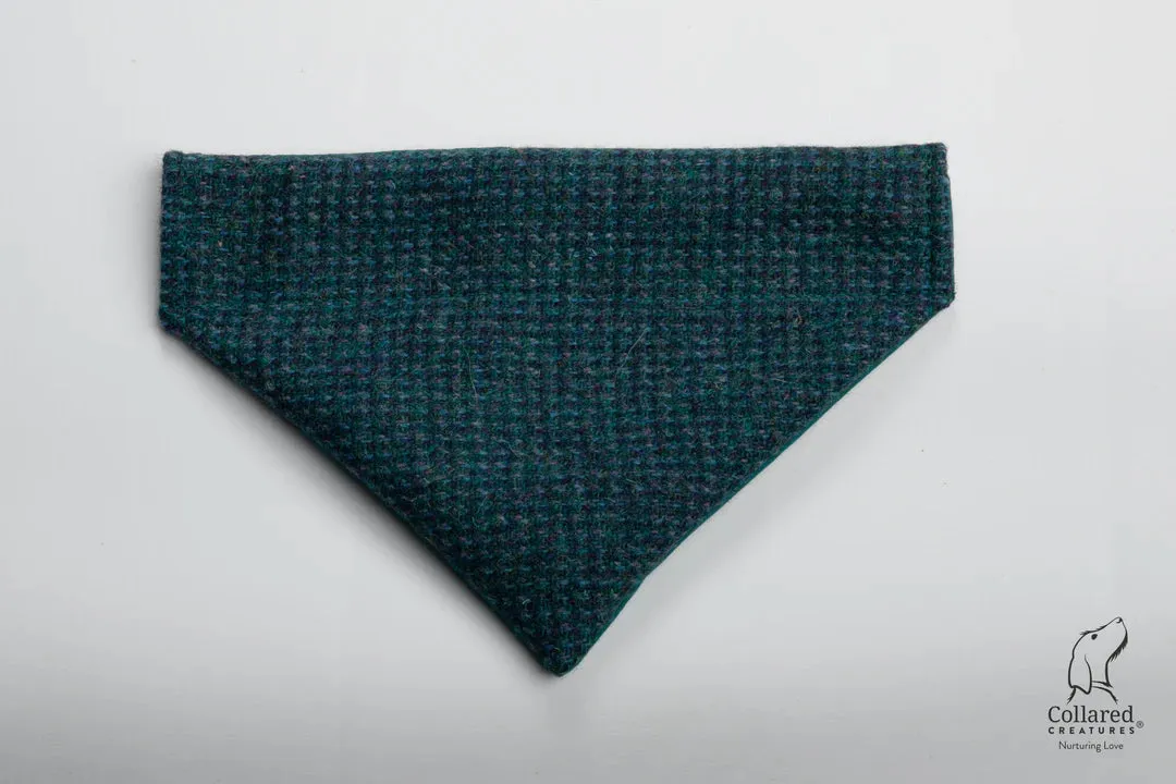 Harris Tweed Teal with a Touch of Blue Dog Collar