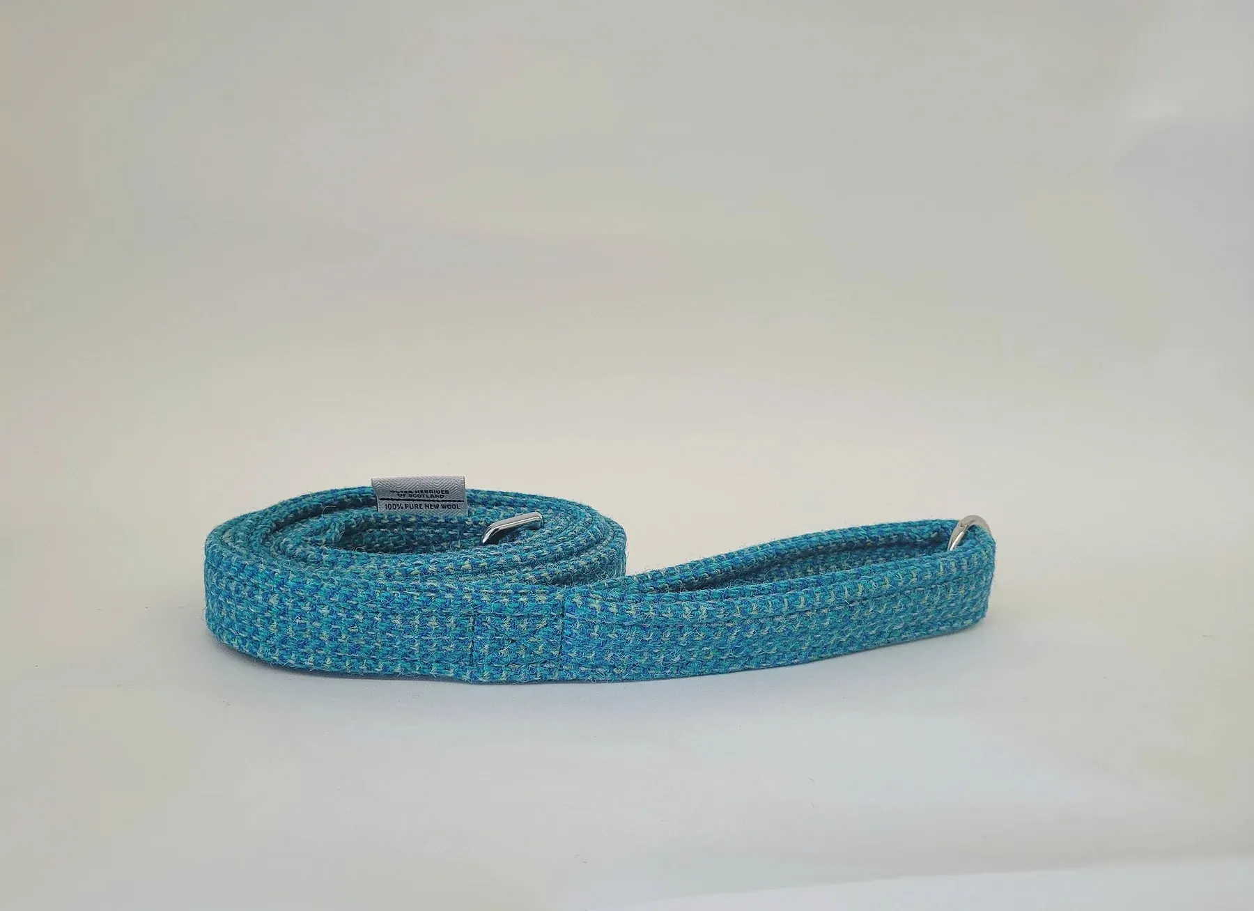 Harris Tweed Turquoise Fleck Clasp Dog Collar