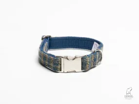 Harris Tweed Yellow & Blue Small Check Dog Collar