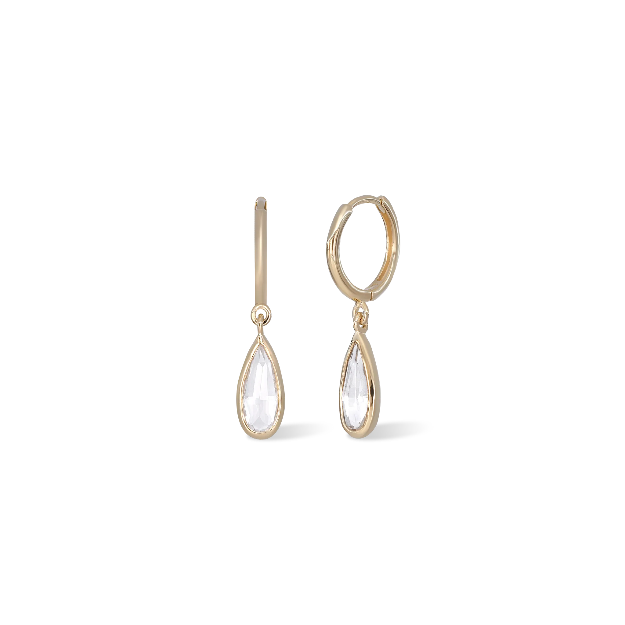 Iris Charm Drop Hoop Earrings White Topaz