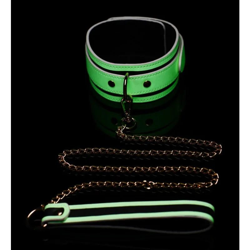 Kink in the Dark Glowing Collar With Leash