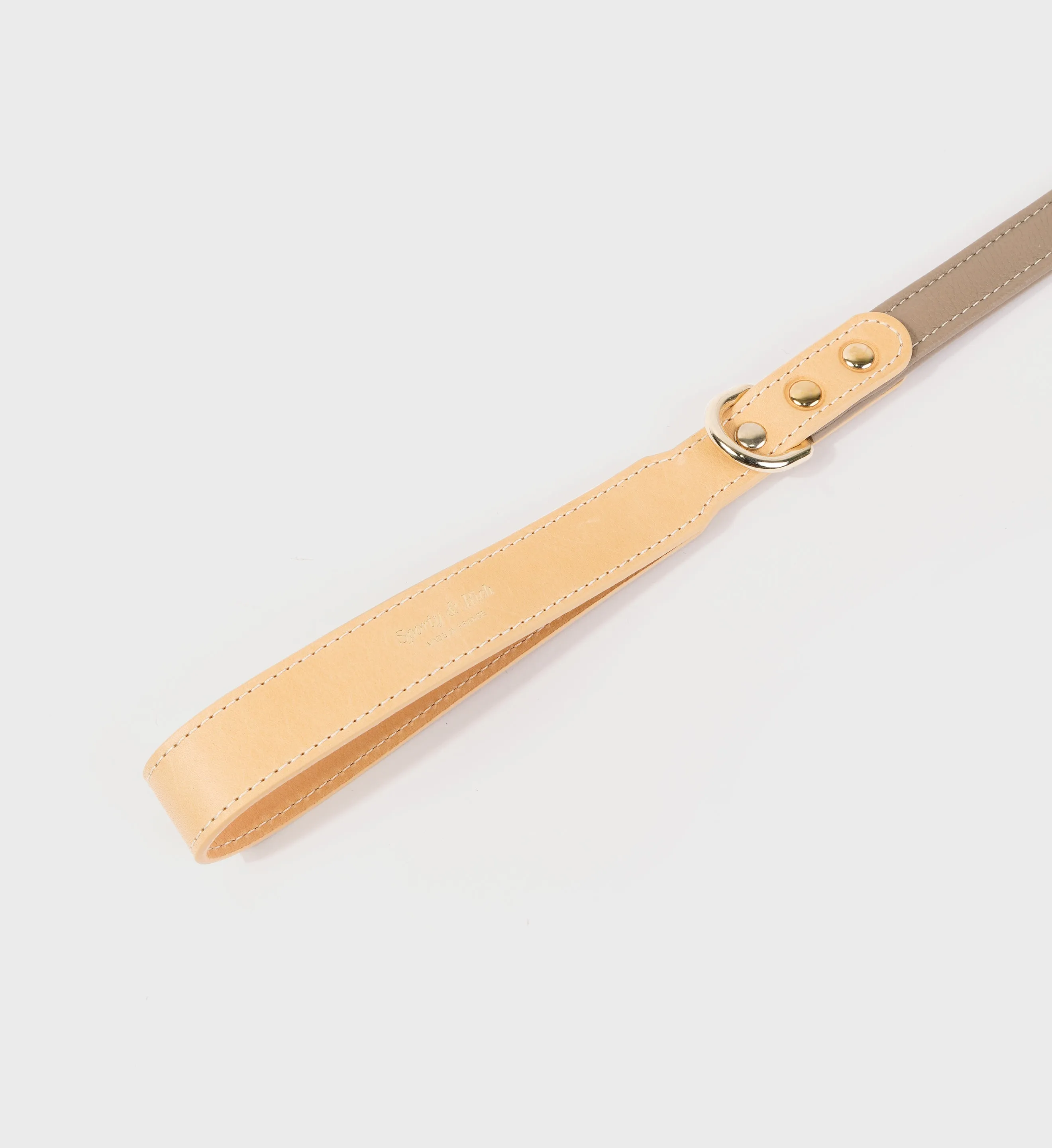 Leather Dog Leash - Oatmeal/Gold