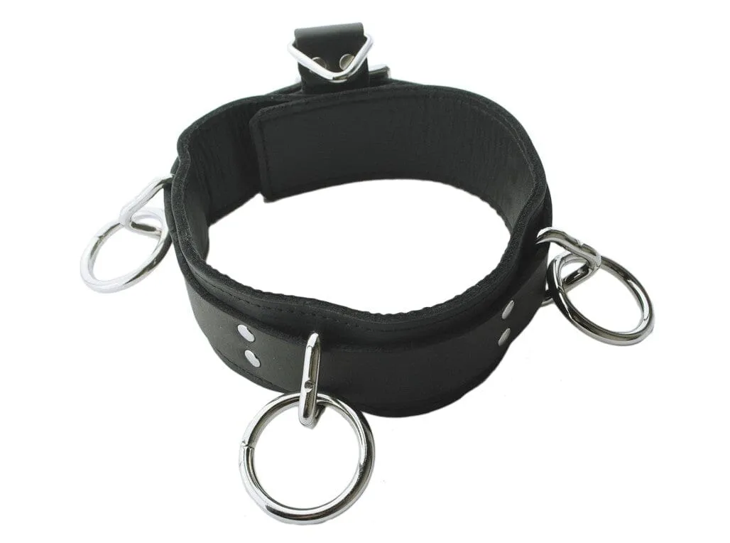 Locking 3-Ring Leather Collar by Spartacus