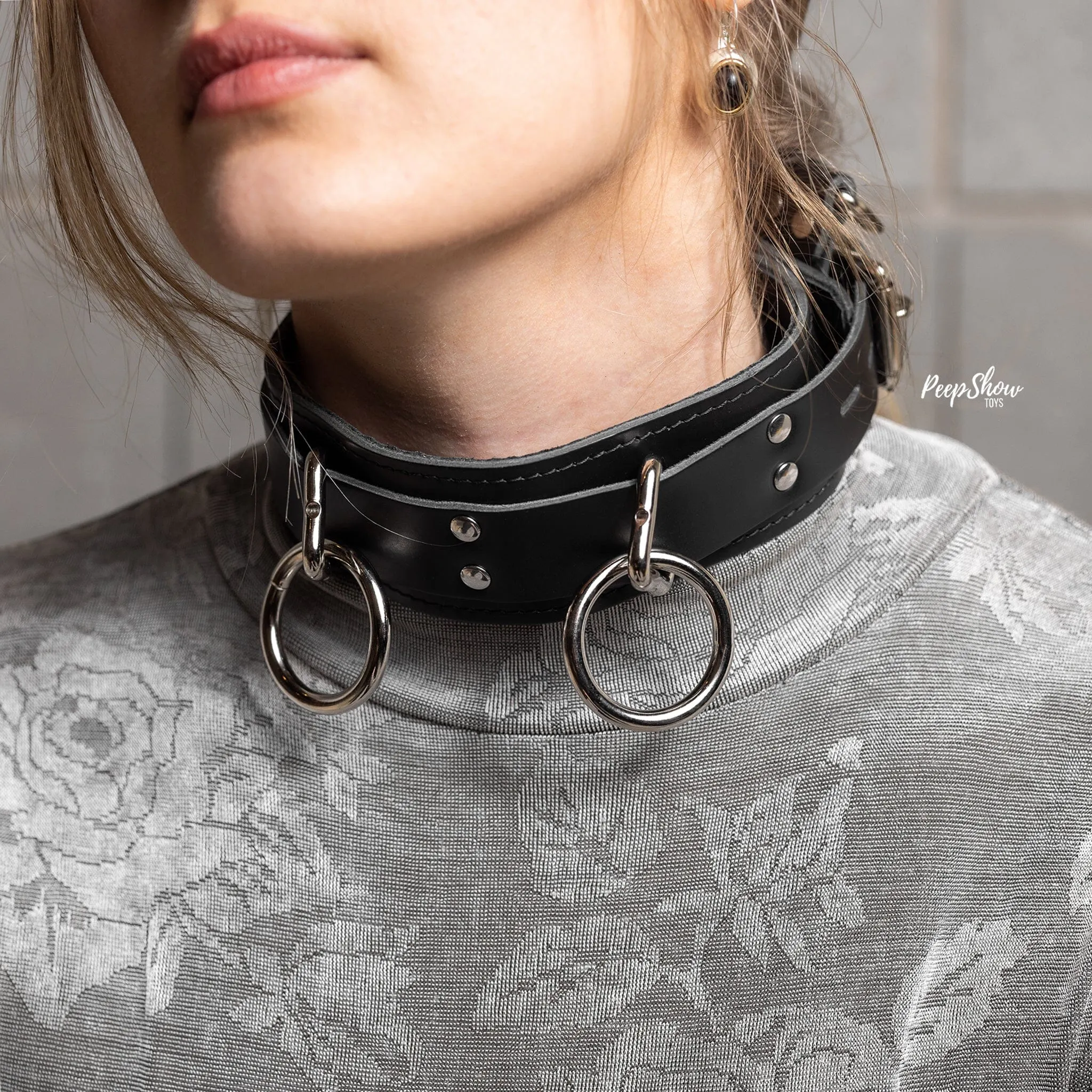 Locking 3-Ring Leather Collar by Spartacus