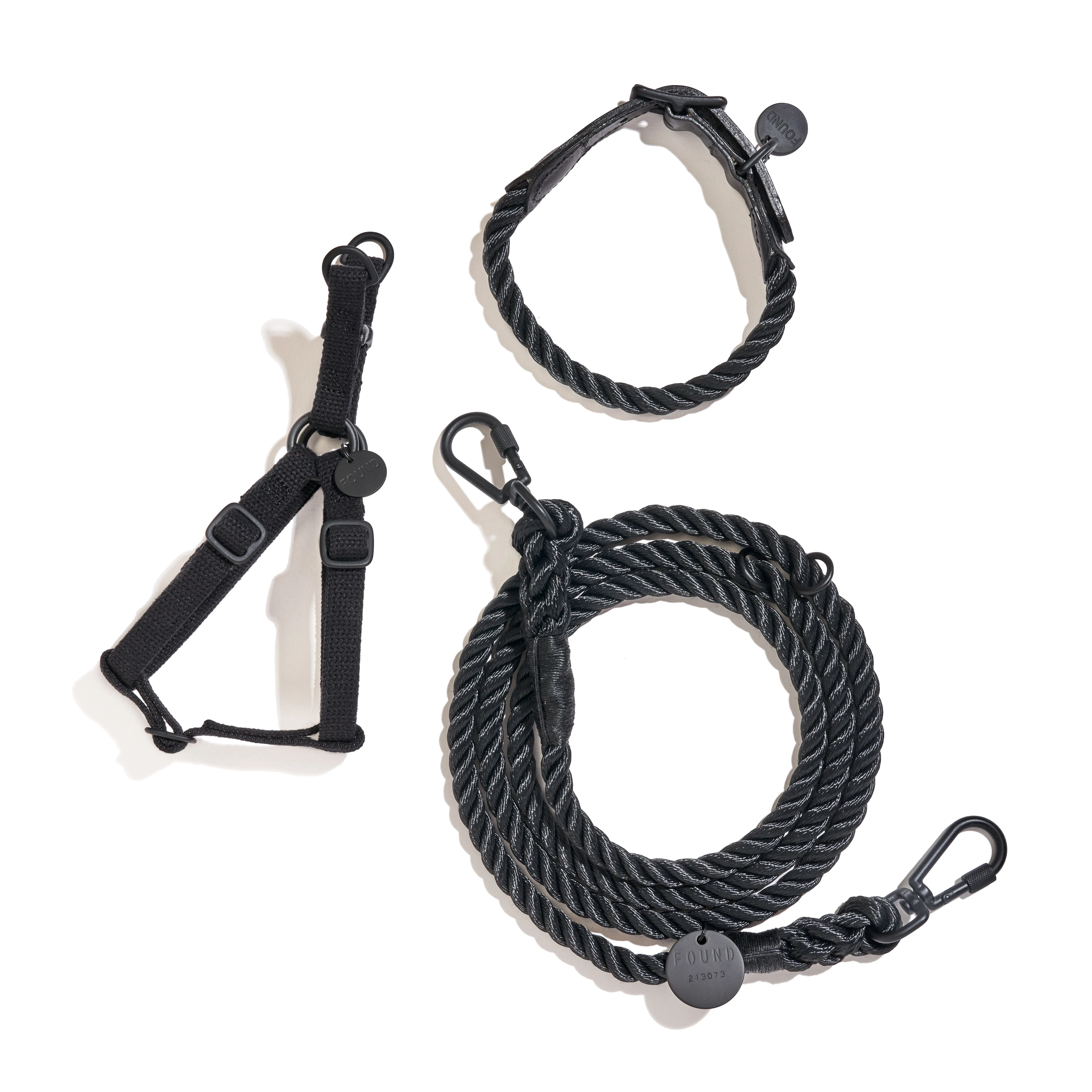 New! Matte Black Rope Dog Leash, Adjustable