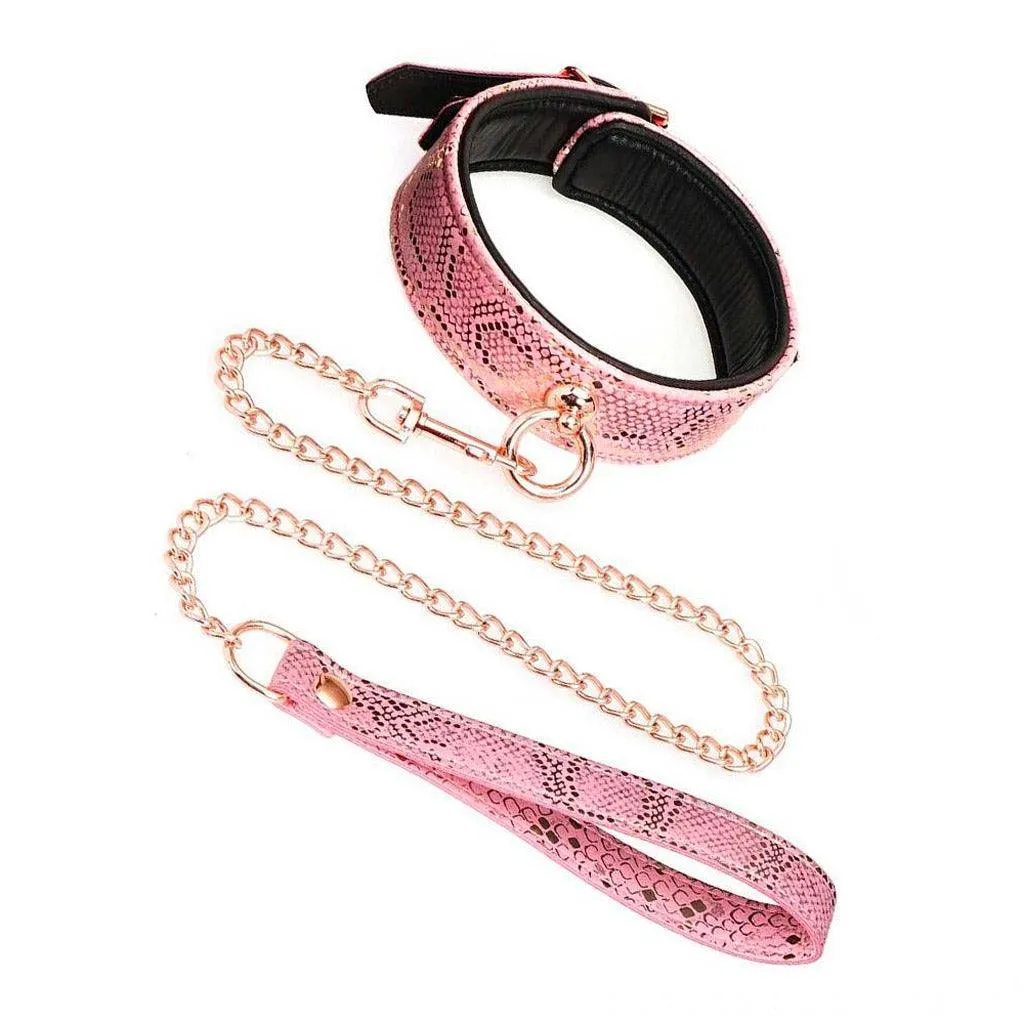 Rose Gold Snake Collar and Leash Set