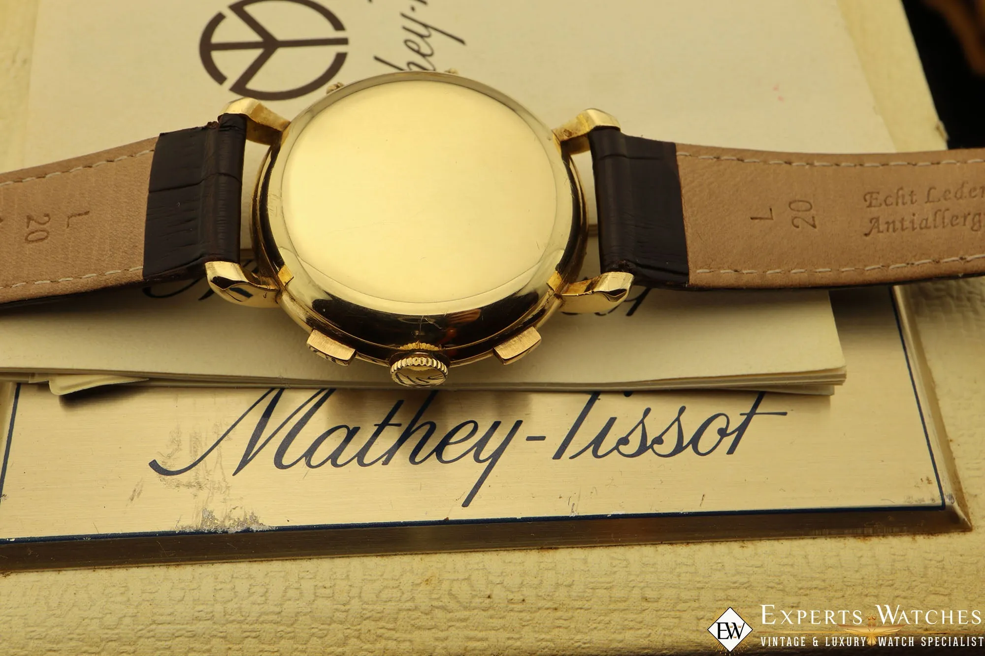 Vintage Serviced 50s Mathey Tissot Chronograph Valjoux 88 Day Date MoonPhase 14K